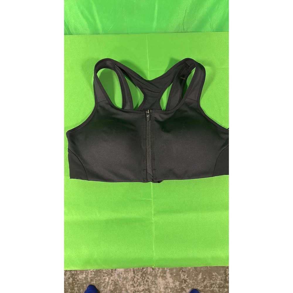 Nike Womens Dri-FIT Shape High-Support Zip-Front Sports Bra Black CN3718-010 L